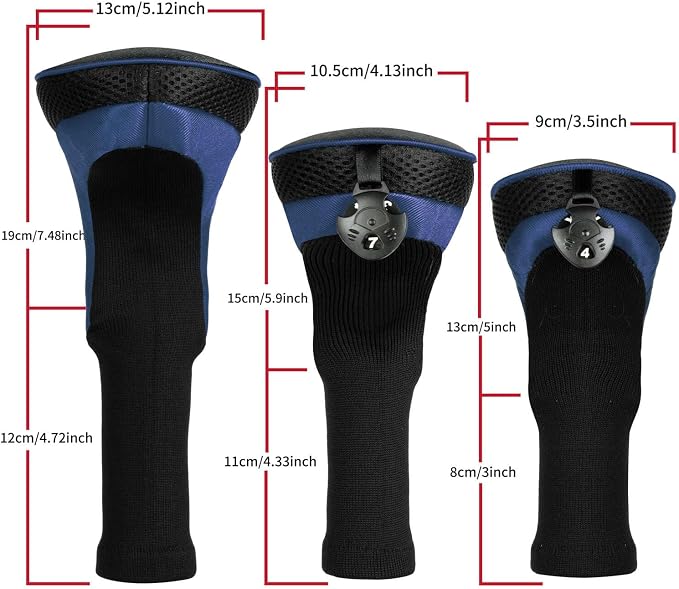Golf Club Head Cover for Driver Fairway Hybrid 3 Pcs Woods Headcovers, Golf Accessories Head Covers Set with Interchangeable No. Tags 3 4 5 7 X Golf Accessories for Men Women
