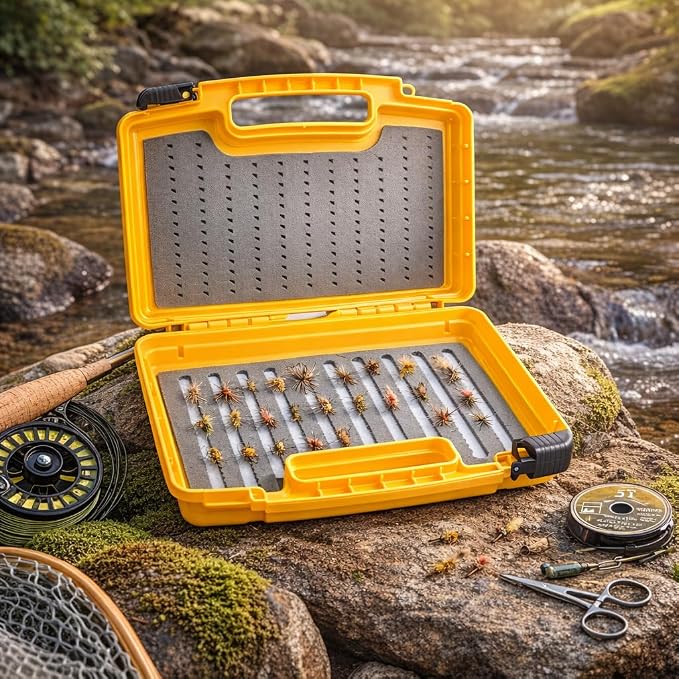 Aventik Streamer Fly Boxes Click Lock Large Streamer Flies Foam Storage Fishing Box Tackle Box Boating Fishing Boxes 14X11X3.35inch/10.43X8.27X3.15inch (SF2 Olivine-14X11X3.35inch)