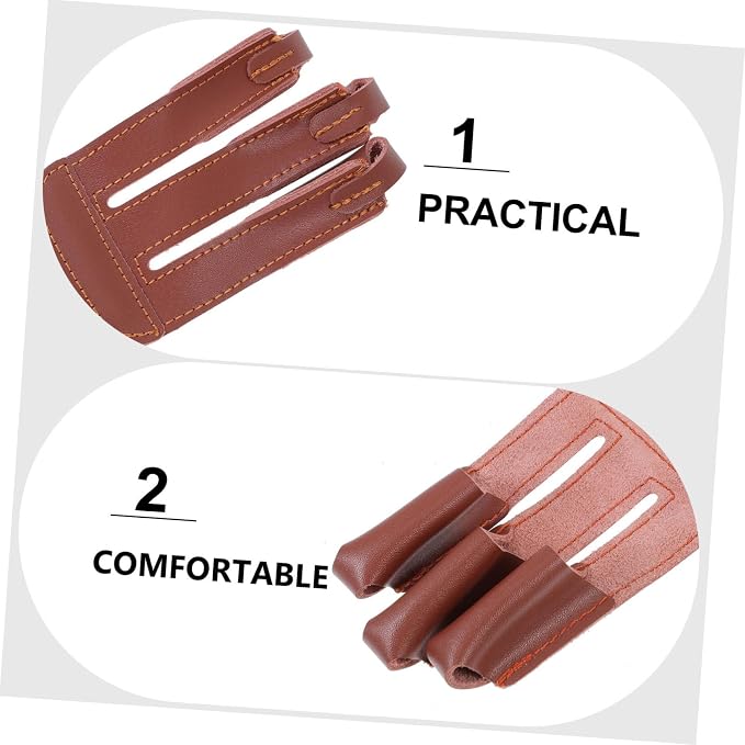 Toddmomy Finger Guard Archery Glove Recurve Bow Finger Protector Brown Gloves Thumb Protector Archery Finger