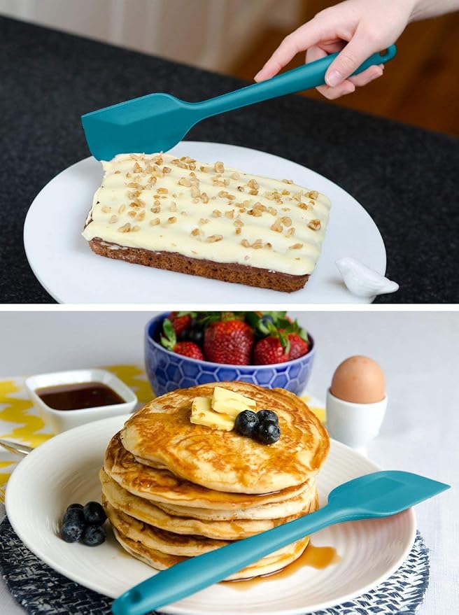 StarPack Basics Silicone Spatula (11.5"), High Heat Resistant to 480°F, Hygienic One Piece Design, Non Stick Rubber Cooking Utensil (Teal Blue)