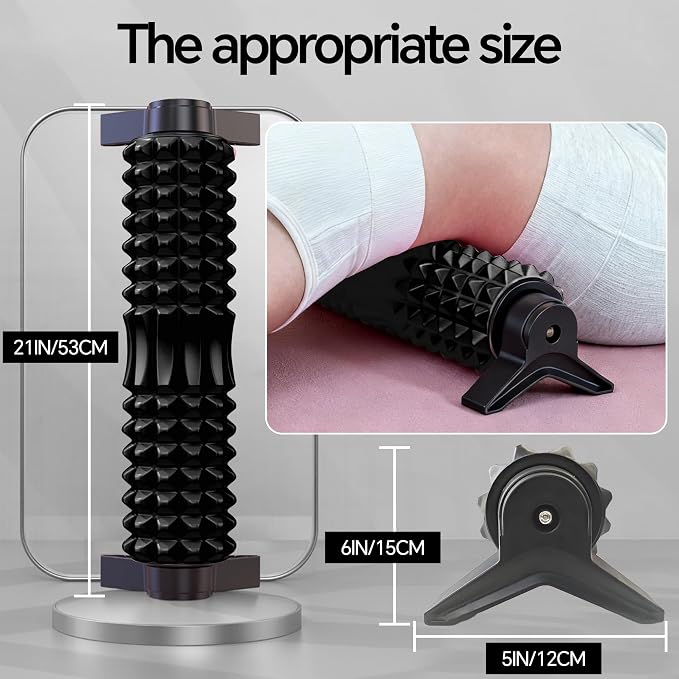 Foam Roller with Detachable Stand, 18" Deep Tissue Massage Roller, Beginner-Friendly Support Design for Muscle Recovery, Home Workout & Fitness - Black