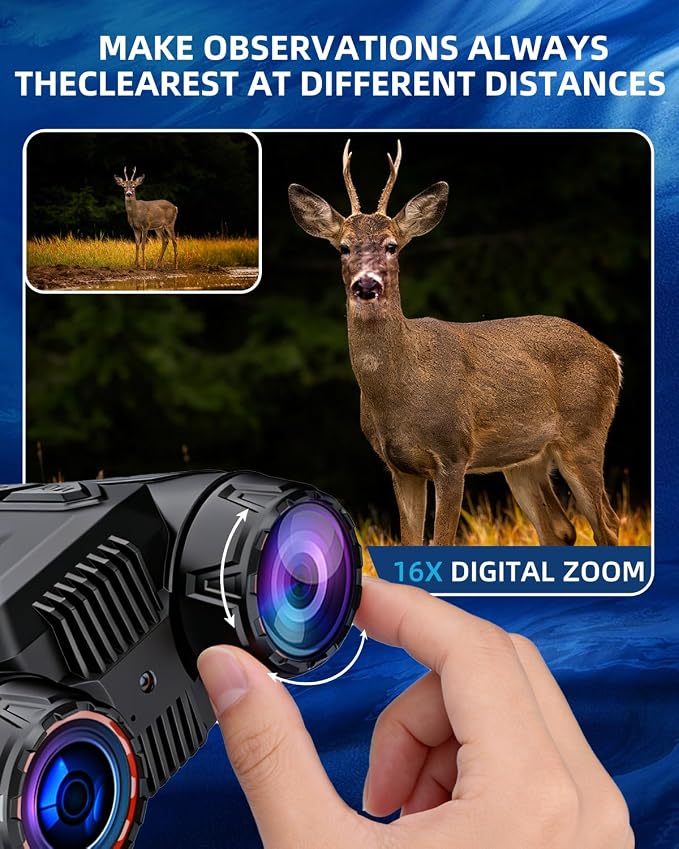 Head-Mounted Night Vision Goggles | Helmet-Compatible 4K 48MP Night Vision Binoculars with 16X Zoom, Built-in Compass/Altimeter & Barometer, App Video & Audio Recording, 3000mAh Rechargeable Battery
