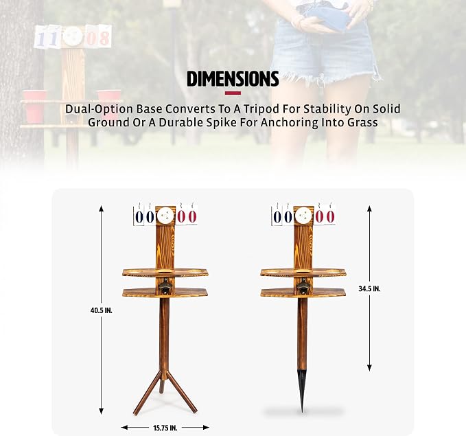 Wild Sports Outdoor Scoreboard Keeper with Drink Holders and LED Lights - Perfect Accessory for Backyard Cornhole and Yard Games Medium