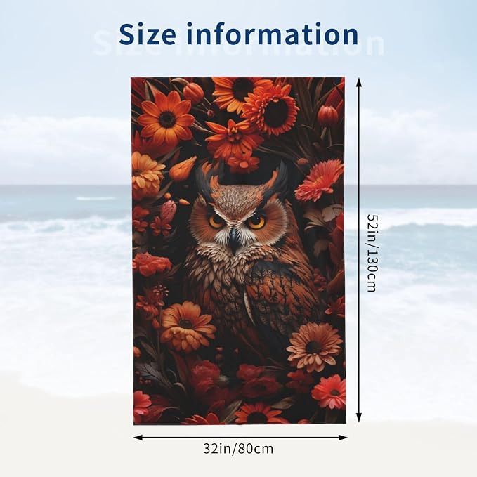 Cute Bird Beach Towel,32x52in,Quick-Dry Sand-Free Bath Towels,Microfiber Lightweight for Travel Pool Yoga Beach Outdoor Activities Decor Accessories Gifts (Eagle Floral)