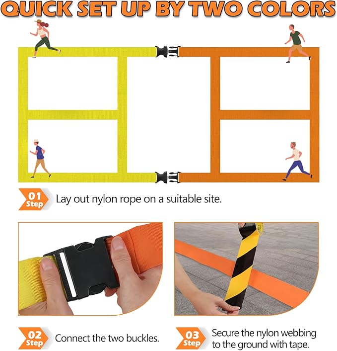 TRINKA Pickleball Court Marking Kit, Temporary Pickleball Court Lines Markers with 2 Tape, Official Size Pickleball Lines Portable Marking Set for Outdoor Indoor Gym Pickleball Tennis (Orange-Yellow)