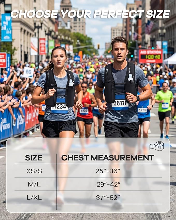Running Vest for Women Men, Lightweight Reflective Hydration Vest with 500ML Soft Flask, Adjustable Running Backpack Run Vest Water Bottle for Runner Marathon