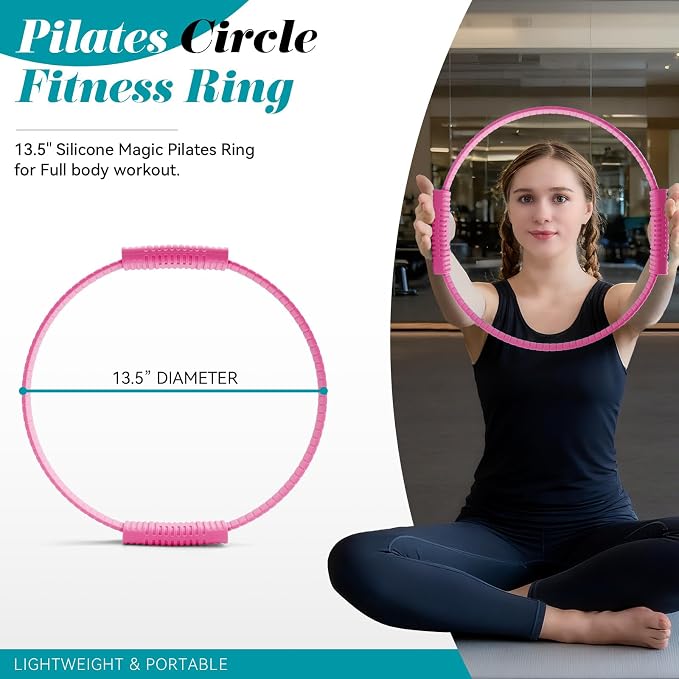 SUBCULTUREPICK Pilates Ring, Silicone Magic Pilates Rings, Lightweight & Durable Flexible Fitness Circle Exercise Equipment for Toning Arms, Thighs,Legs, Core,Yoga & Physical Therapy