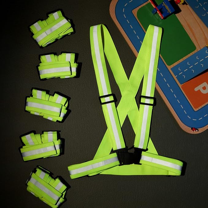 Hercicy 80 Pcs Reflective Vest High Visibility Safety Vests, Adjustable Running Gear Straps Lightweight Reflector for Construction (Yellow)