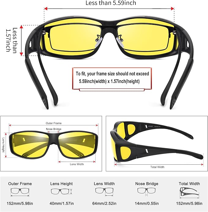 URUMQI Polarized Sunglasses Fit Over Glasses for Men Women, Wraparound Sun Glasses UV400 Protection for Driving Fishing
