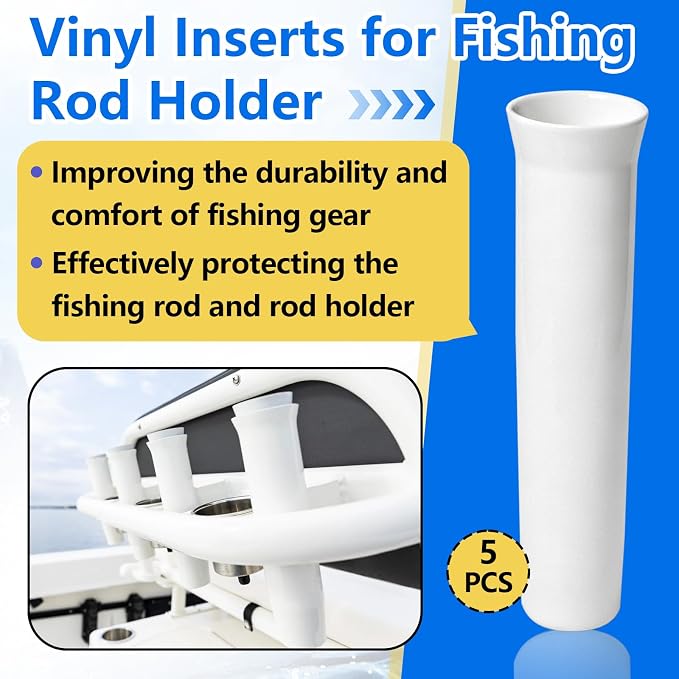 Vinyl Inserts for Fishing Rod Holder, 1-5/8 Inches I.D, 9 Inches Length Fit for Boats, Yachts and Ships