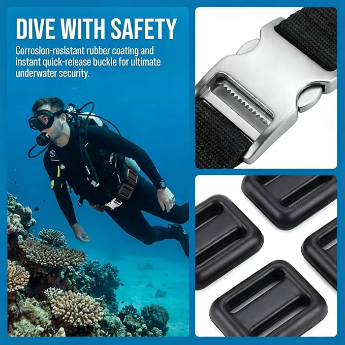 4 Pcs Scuba Weight Belt Set,Diving Weight Belt Coated Dive Weights with Nylon Belt