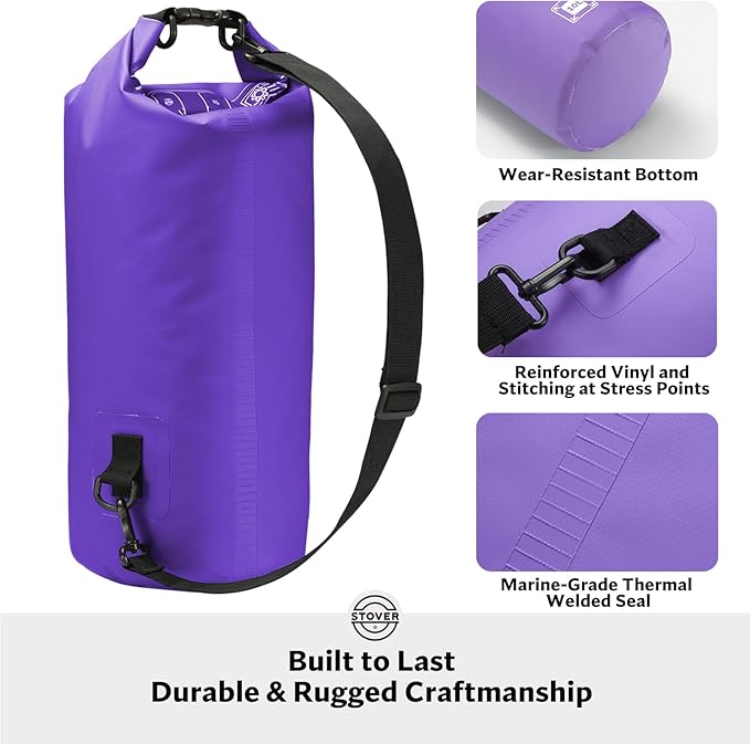 STOVER 5/10/25/30/40/55L Waterproof Dry Bag- Roll-Top Backpack w/Phone Case- Kayaking, Hiking, Camping, Boating- Men/Women