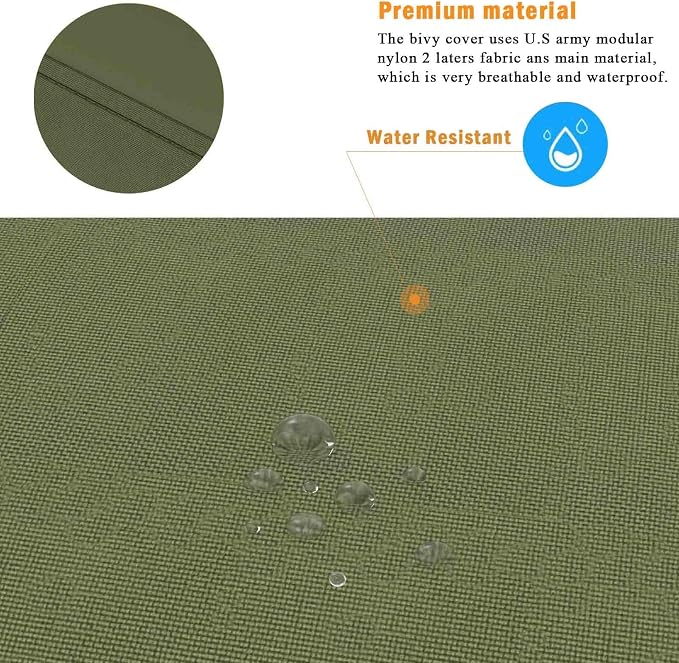 Akmax.cn Bivy Cover Sack for Military Army Modular Sleeping System, Waterproof Outer Shell for Sleeping Bag, Minimalist Stealth Shelter