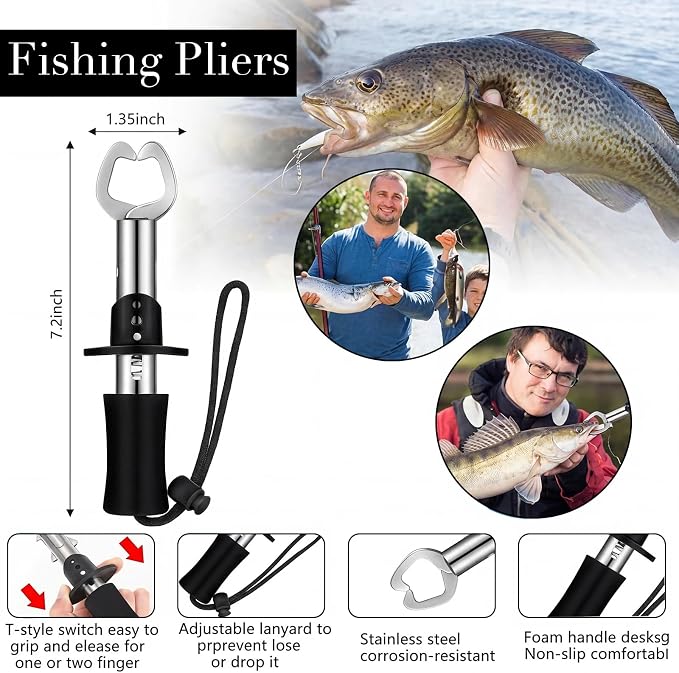 134 Pcs Black Sling Backpack Fishing Kit - All-in-one Tackle Set, Lures, Pliers, Lip Gripper, Scale Fishing Gear and Equipment for Men Adults
