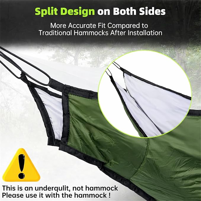 Hammock Underquilt for Camping Hammock, Full Length Camping Quilt for Lightweight Soft Warm 3-4 Seasons 41-68°F, Great for Hiking Backpacking Traveling(Hold Up to 500lbs) - Forest Green