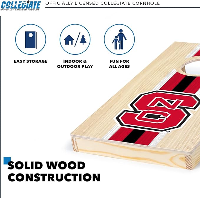Wild Sports College Portable Size 1' x 2' Solid Wood Cornhole Set with Direct Print HD Team Graphics – Travel Size