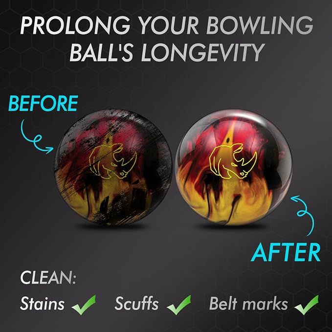 Bowling Ball Cleaner Spray - 2 Pack Bowling Cleaner Set with Cleaning Towel, Portable Bowling Accessories Kit - Removes Oil, Stains & Scuffs - Enhances Grip, Restores Tack & Prolongs Lifespan of Ball