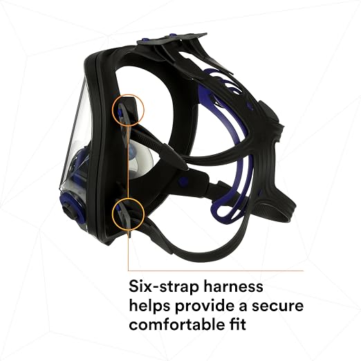 3M Ultimate FX Full Facepiece Reusable Respirator, FF-401, NIOSH, ANSI, Six-Strap Harness for a Secure Comfortable Fit, Cool Flow Valve, Passive Speaking Diaphragm, Small