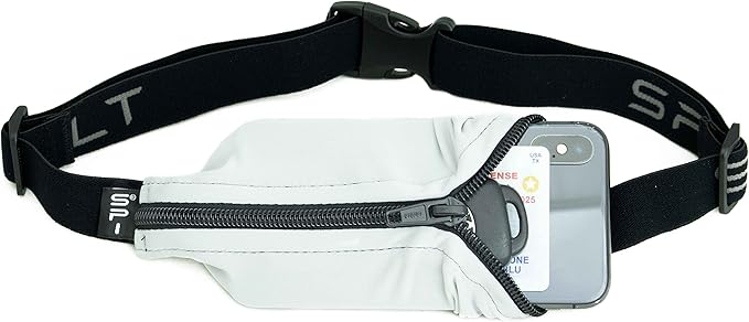 SPIbelt Running Belt Original for Women Men, Phone Holder for Running, Running Fanny Pack, Holder for Phone, Running Waist Pack, Adjustable Waist, [Fits All Phones]. Cloudy Grey with Black Zipper