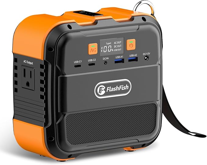 Portable Power Station 120W, FF Flashfish 98Wh Backup Power Battery Pack With AC, DC, Type-C &USB Ports, Built-in LED Flashlight, Backup Battery for Camping, Home, Laptop, Phone & Tablet