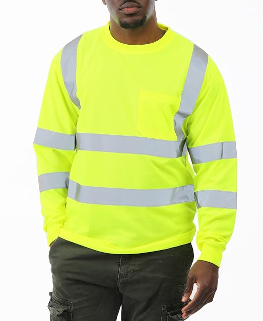 sesafety High Visibility Long Sleeve Construction Work Shirts Yellow L