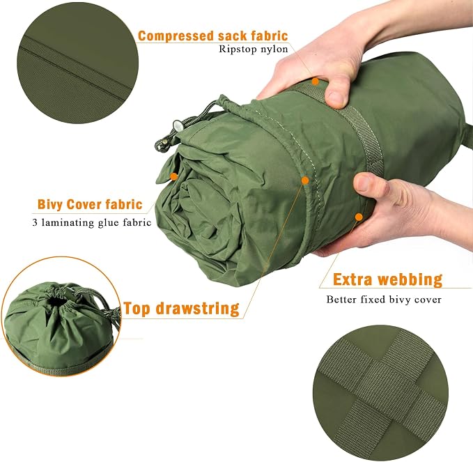 Akmax.cn Bivy Cover Sack for Military Army Modular Sleeping System, Waterproof Outer Shell for Sleeping Bag, Minimalist Stealth Shelter