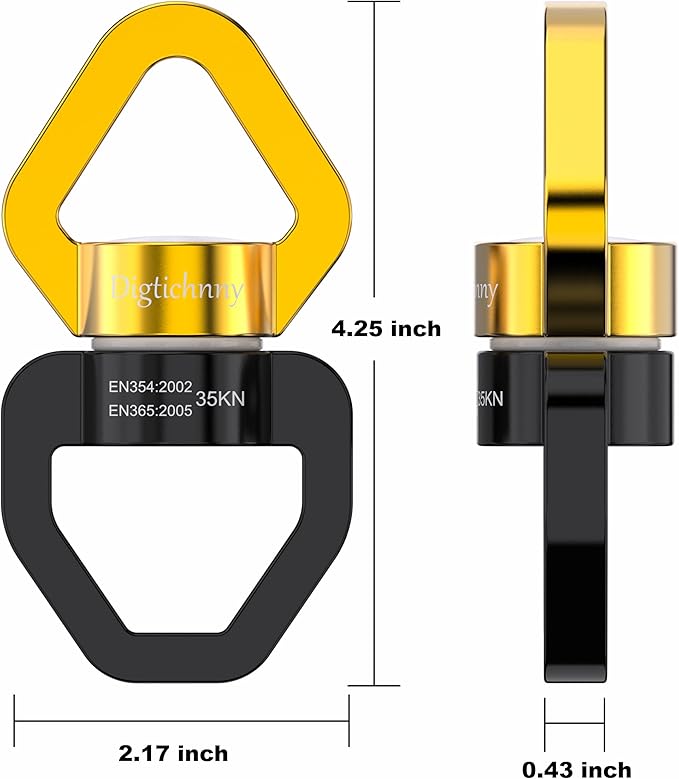 Swing Swivel, 35KN Safety Rotational Device, Swing Spinner for Web Tree Swing, Aerial Dance, Children's Swing, Hanging Hammock Black-Gold