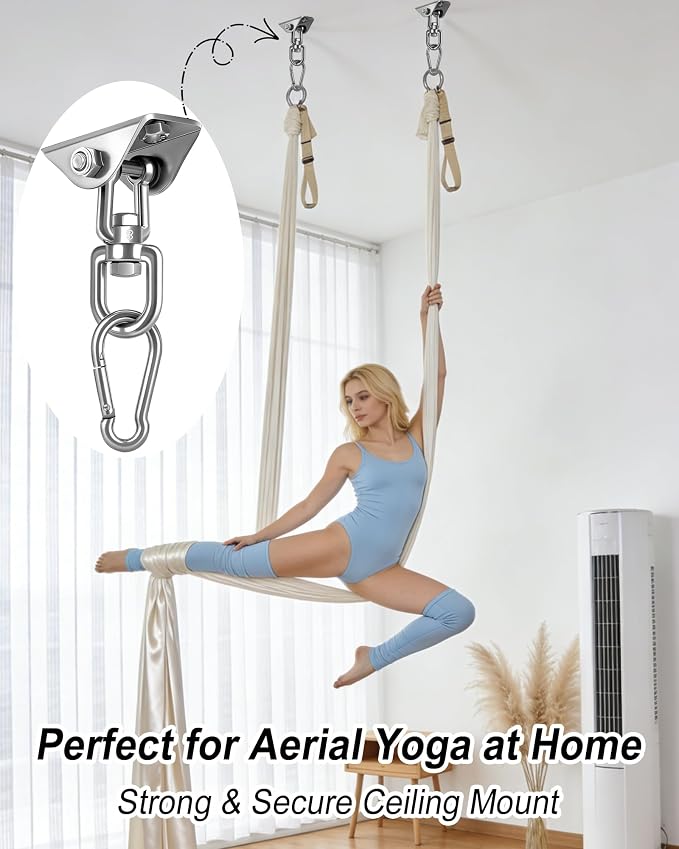 Yose Porch Swing Hanging Kit Heavy Duty 1000lbs Stainless Steel, Easy to Install Swing Hardware with Ceiling Hooks and Hammock Hooks, Complete Swing Set Accessories for Indoor Outdoor Patio Garage