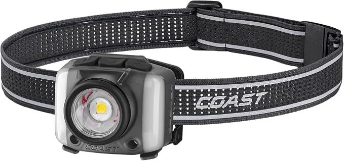 Coast FL97R Voice-Controlled 1200 Lumen Rechargeable LED Headlamp with Pure Beam Spot & Flood, ARC Lighting, Red & Green Color Modes, Glide Focus Radial Arm Dial and USB-C Charge Port, Grey