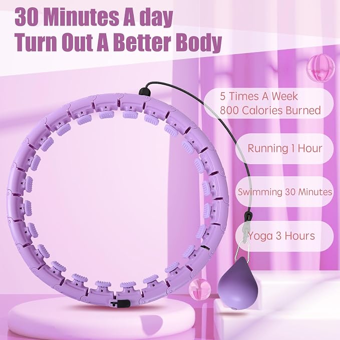 OurStarry 34 Knots Weighted Workout Hoop Plus Size, Smart Waist Exercise Ring for Adults Weight Loss