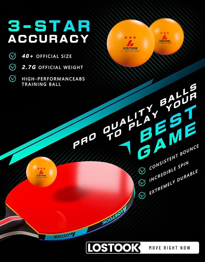 Professional Ping Pong Paddles Set of 2/4 with Portable Oxford Cloth Ping Pong Case and 3 Star Balls, Table Tennis Paddles for Adults and Family Outdoor Games