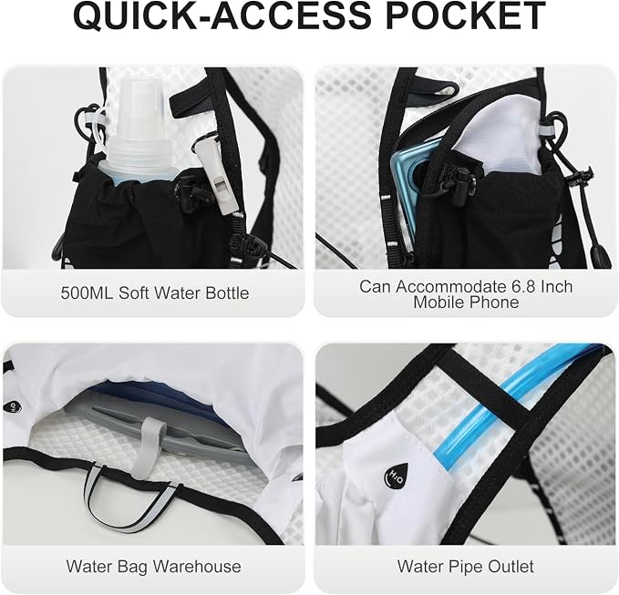 IX INOXTO Running Vest Hydration Backpack, Lightweight Running Backpack Hydration Pack with 1.6L Water Bladder Daypack for Trail Running Hiking Cycling Race Marathon for Women Men