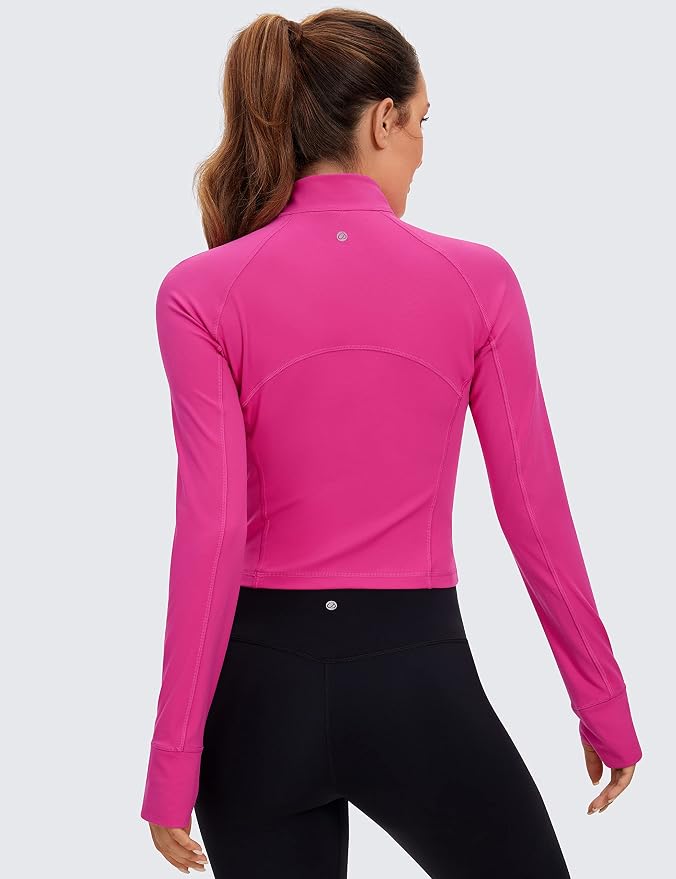 CRZ YOGA Butterluxe Half Zip Long Sleeve Shirts for Women - Workout Athletic Yoga Tops Crop Collared Quarter Zipper T-Shirt