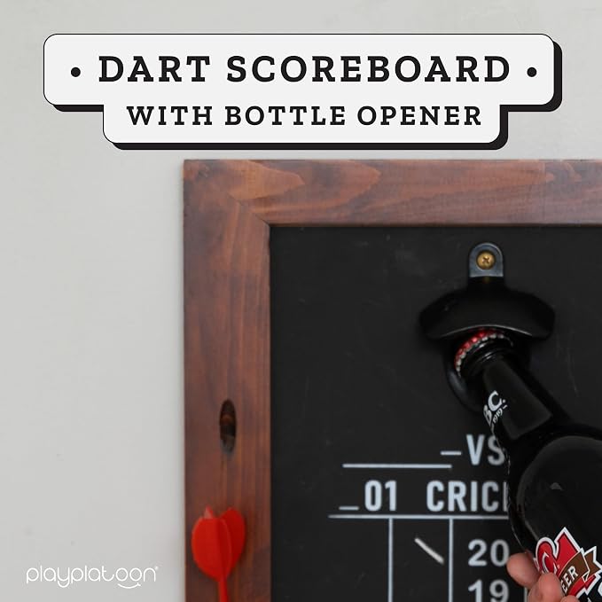 Play Platoon Dart Scoreboard & Darts Holder Wall Mount - Wood Score Board, Professional Darts Accessories, Dart Holder