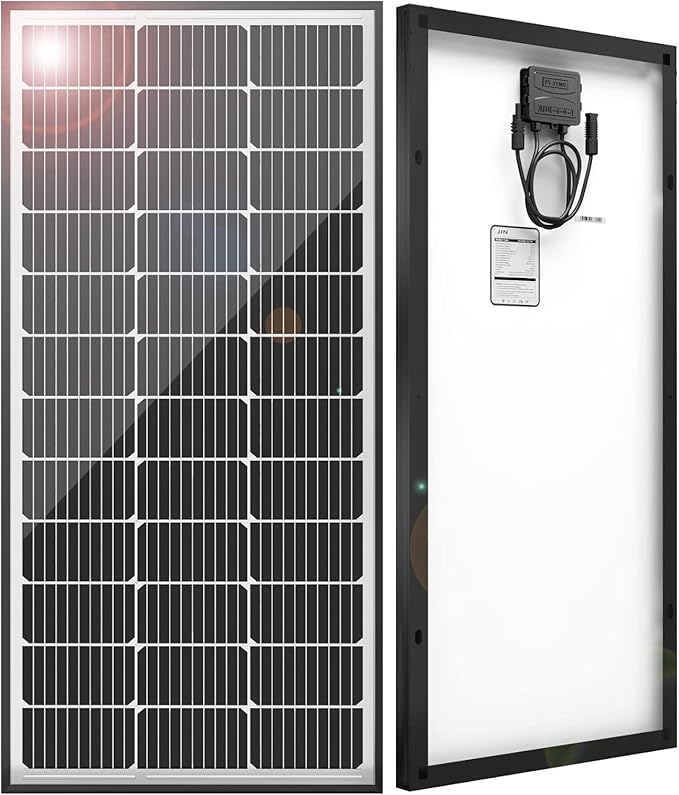JJN 100 Watt Solar Panels, 10BB Monocrystalline 12V 100W Solar Panel, 23% High Efficiency PV Module Power Charger for RV, Home, Farm, Boat, Caravan and Off-Grid Applications