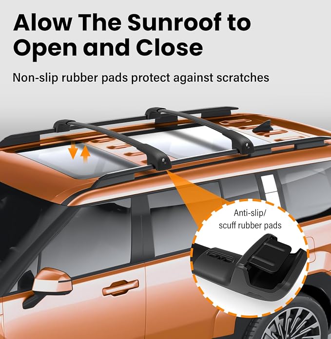 300lbs Lockable Roof Rack Cross Bars Compatible with 2024 2025 2026 Hyundai Santa Fe & Santa Fe Hybrid with Raised Side Rails (Not for SE), Aluminum Heavy Duty Crossbar Luggage Accessories