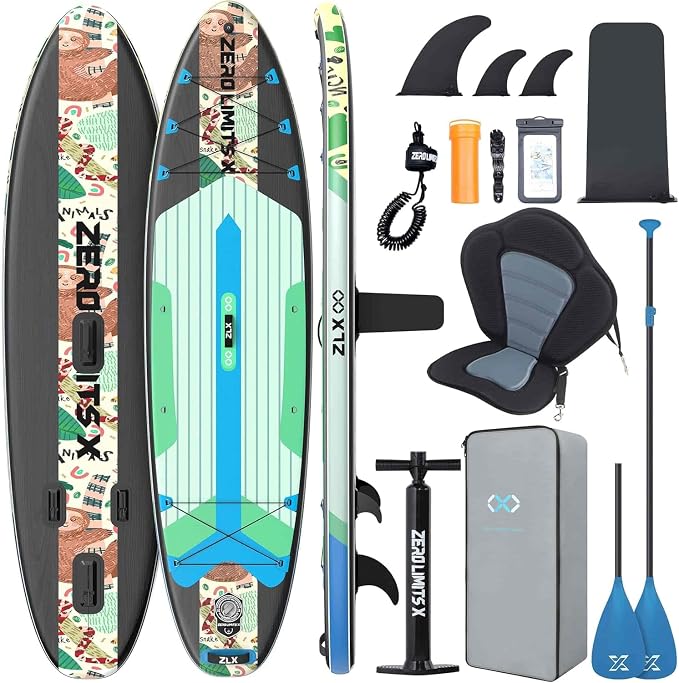 ZLX Inflatable Stand Up Paddle Board, 10'6" SUP Non-Slip Stable Deck Pad, Unique Center Fin, Premium Accessories, Paddleboard for Adults, Beginners, All Skill Levels
