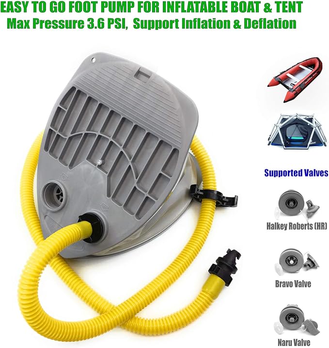 Seamax 7L Single Stage Foot Pump for Inflatable Boats, Max 3.6 PSI Support Inflation and Deflation