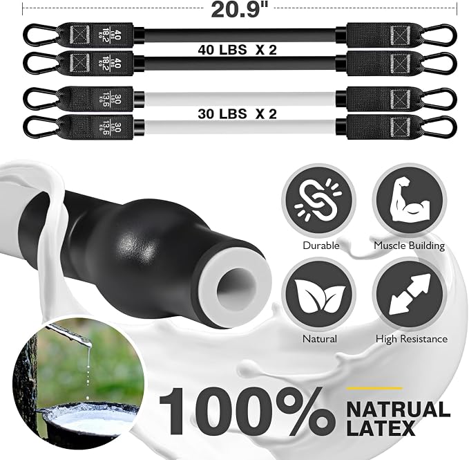 Ayombo Pilates Bar Kit with Resistance Bands, Pilates Workout Equipment for Legs, Hip, Waist, Arm, Squats Exercise Equipment for Home Workouts, Adjustable 3-Section Pilates Bar Kit for Women & Men
