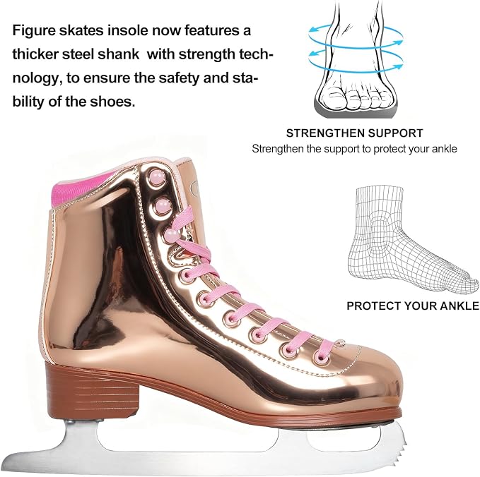 Nattork Figure Skates for Boys and Girls Excellence Stainless Steel Blades Ice Figure Skating with Enhanced Support Strength Performance and Ultimate Comfort