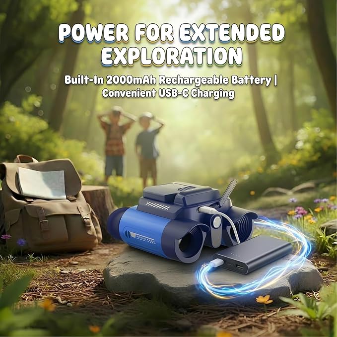 Kids Binoculars with Night Vision Camera, 10X Zoom Digital Adventures Telescope with 2.4" IPS Screen, Nature Explorer STEM Toys for Bird Watching Camping, Gifts for Boys Girls Age 4-12 - Azure