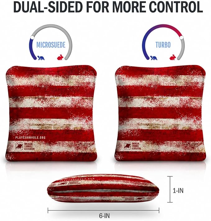 ACA Synergy Pro Professional Cornhole Bags Dual Sided Regulation 6x6 Set of 4 Vintage Flag