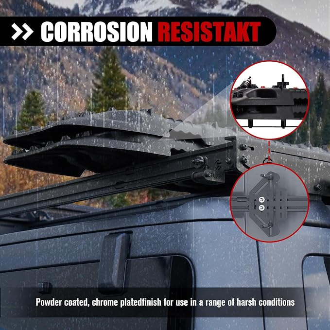 FieryRed Recovery Traction Board Mounting Kit, Universal Roof Rack Fit with Quick-Release Knobs & Anti-Theft Padlock, for Rooftop Platform (Only for 2 Boards)