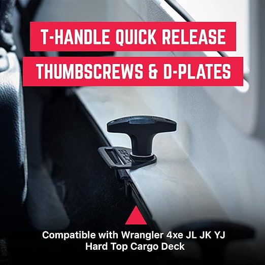 GPCA - Quick-Release Tie Down Anchor and D-Plate Set, for Fast Jeep Top Removal Lift, Truck Tie Downs, Jeep Wrangler Accessories for 4xe, JL, JK & Hard Top Models, with Screw Nuts, Patented, 6 Packs