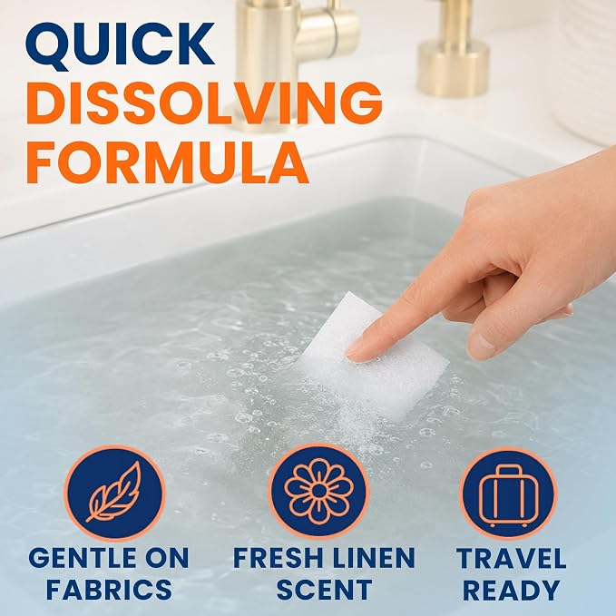 Travel Laundry Detergent Sheets 50 Pack – Compact Travel Detergent for Sink Washing, Lightweight Laundry Detergent Strips for Clothes on Trips, Hotels & Cruises
