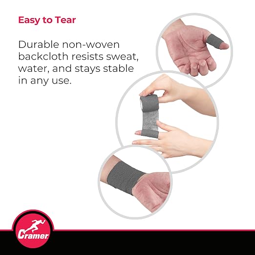 Cramer Eco-Flex Self-Stick Stretch Tape, Cohesive Tape, Flexible Elastic Sports Tape, Athletic Training Supplies, Easy Tear Self-Adherent Bandage Wrap, Bulk Cases, 6 Yard Rolls, Compression Tape