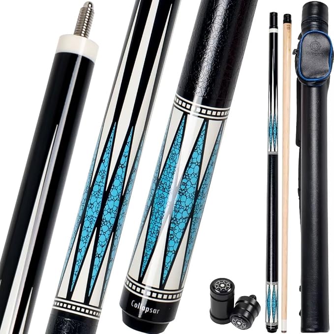 Collapsar CA Pool Stick with 1X1 Hard Case,58" Maple Professional Billiard Cue Stick,19-21 oz Pool Cue Set