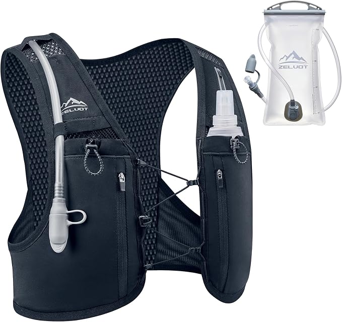 Zelvot Running Vest for Women Men, Lightweight Hydration Backpack with 2L Water Bladder, USA Original Patent, Adjustable Reflective Running Hydration Vest for Marathon Hiking Cycling