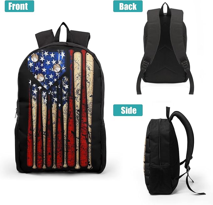 Giwawa American Flag Baseball School Backpack Set Lightweight Teen Girls Women Kids School Bags College Bookbag with Lunch Bag