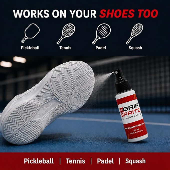 Grip Spritz Pickleball Grip Spray | Restores Racquet Grip Tackiness for Sweaty Hands | Pickleball Paddles, Tennis Rackets, Padel & Squash